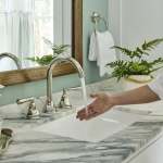 bathroom sink with water running